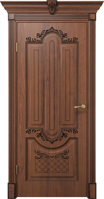 Межкомнатная дверь экошпон ОЛИМПИЯ глухое Дуб янтарный патина чёрная 600х2000