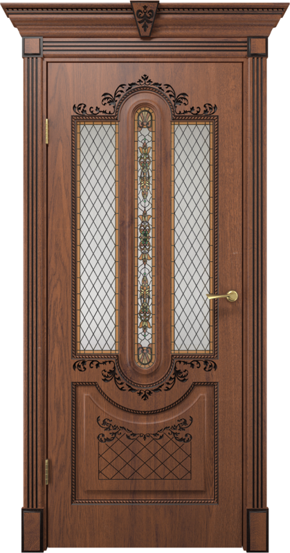 Межкомнатная дверь экошпон ОЛИМПИЯ со стеклом Дуб янтарный патина чёрная 600х2000