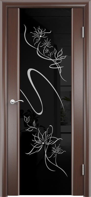 Межкомнатная дверь шпон АЛЬМЕКА со стеклом цвет Тонированный черный дуб 600х2000