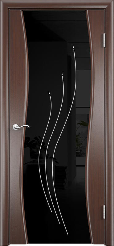 Межкомнатная дверь шпон РИО со стеклом цвет Тонированный черный дуб 600х2000