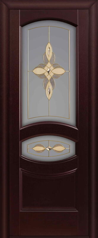 Межкомнатная дверь шпон ЮВЕЛИЯ со стеклом цвет Махагон 600х2000