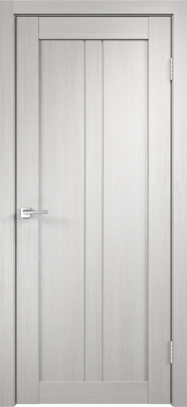 Межкомнатная дверь экошпон LINEA 2 со стеклом без притвора Дуб белый 600х2000