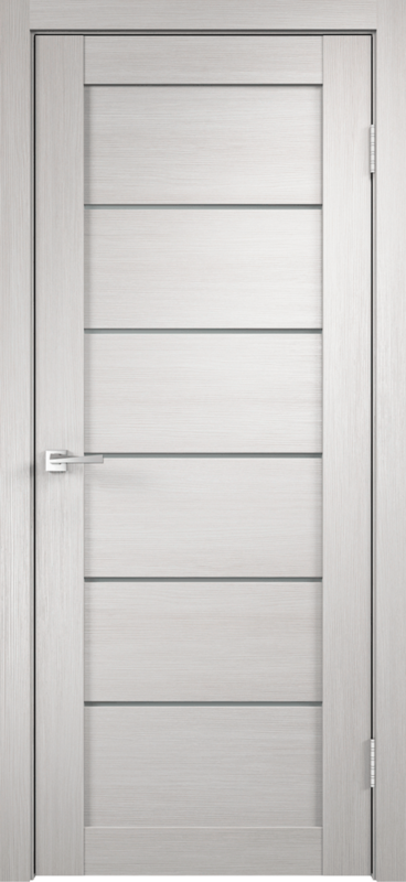 Межкомнатная дверь экошпон LINEA 1 со стеклом без притвора Дуб белый 900х2000