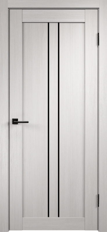 Межкомнатная дверь экошпон LINEA 2 со стеклом без притвора Дуб белый 600х2000