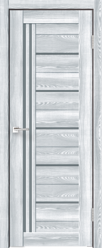 Межкомнатная дверь экошпон НОВАРА ВЕРТИКАЛЬ со стеклом без притвора Ривьера айс 600х2000