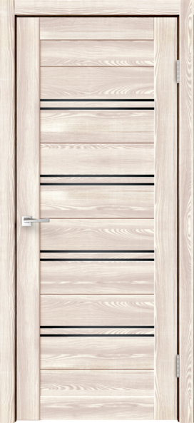 Клён крем, 400х2000, LR, б/врезки замка и петель, стекло Лакобель черное