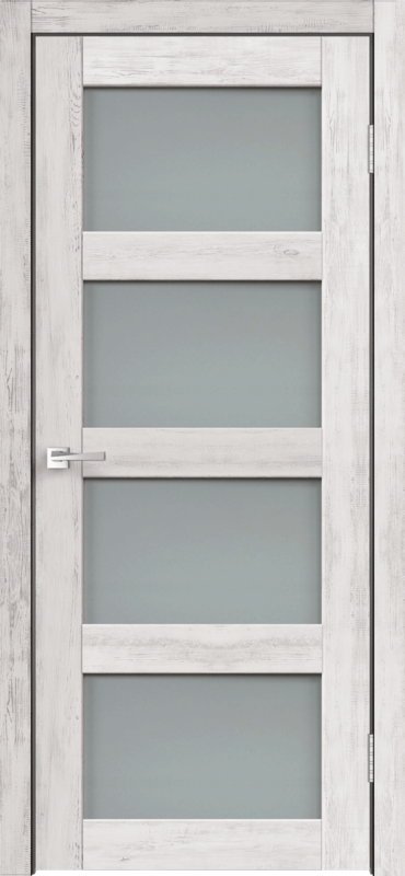 Межкомнатная дверь экошпон TREND 14 со стеклом без притвора Санторини белый 600х2000