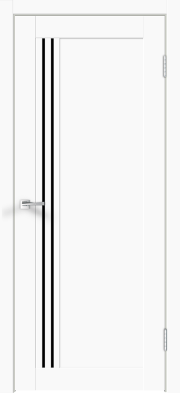 Межкомнатная дверь экошпон XLINE 8 со стеклом без притвора Эмалит белый 600х2000
