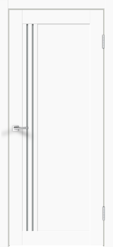 Межкомнатная дверь экошпон XLINE 8 со стеклом без притвора Эмалит белый 600х2000