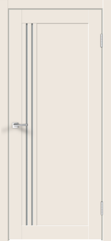 Межкомнатная дверь экошпон XLINE 8 со стеклом без притвора Эмалит ваниль 600х2000