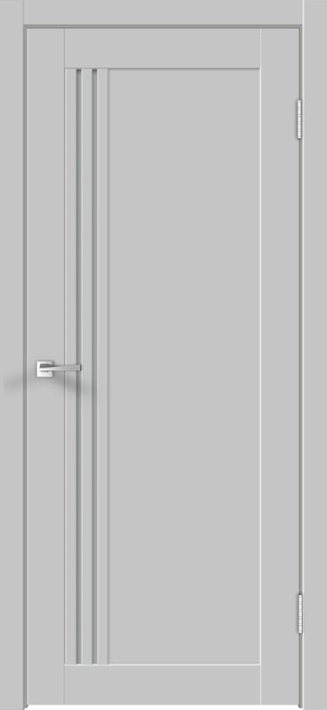 Межкомнатная дверь экошпон XLINE 8 со стеклом без притвора Эмалит серый 600х2000