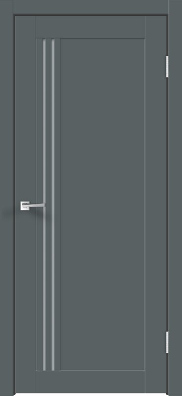 Межкомнатная дверь экошпон XLINE 8 со стеклом без притвора Тёмно-серый эмалит 600х2000