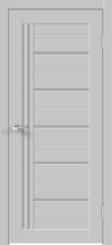 Межкомнатная дверь экошпон XLINE 17 со стеклом без притвора Эмалит серый 600х2000