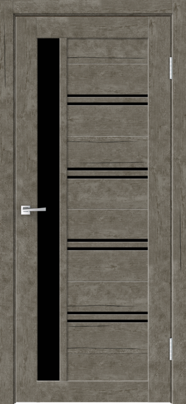 Межкомнатная дверь экошпон XLINE 1 со стеклом без притвора цвет Рустик гри 600х2000
