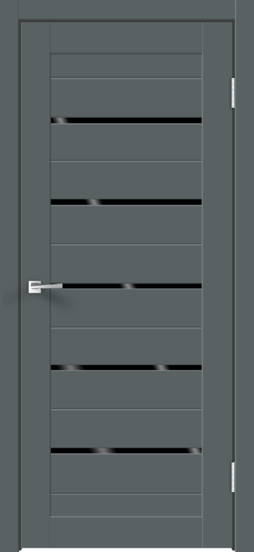 Межкомнатная дверь экошпон XLINE 15 со стеклом без притвора Тёмно-серый эмалит 600х2000