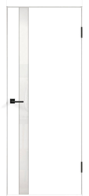 Межкомнатная дверь экошпон SMART со стеклом Z1 без притвора Эмалит белый 600х2000