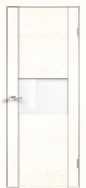 Межкомнатная дверь экошпон MODERN 1 со стеклом без притвора Ясень белый 600х2000