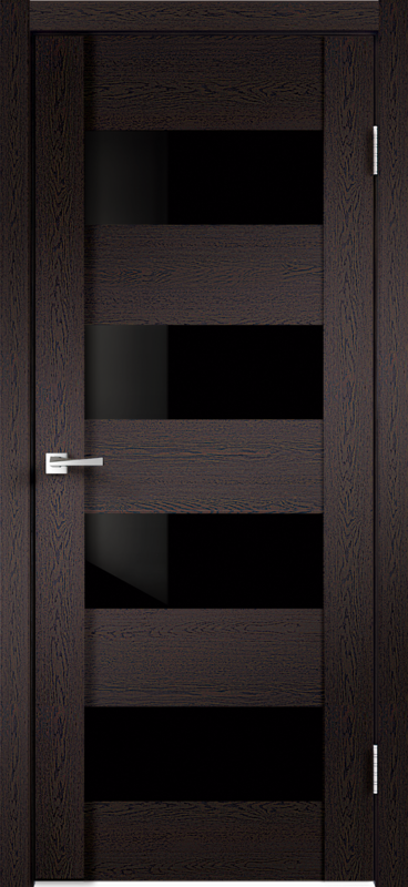 Межкомнатная дверь экошпон MODERN 4 со стеклом без притвора цвет Дуб черный 600х2000