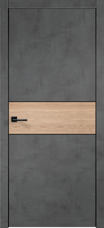 Межкомнатная дверь ЭКОШПОН TECHNO BLACK DUO 3 облегченное глухое Муар тёмно-серый 600х2000