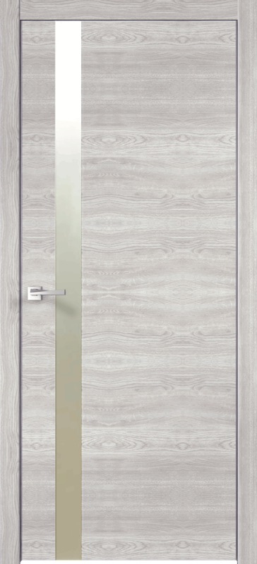 Межкомнатная дверь ЭКОШПОН КАНЗАС 3 облегченное со стеклом Дуб европейский серый поперечный 600х2000