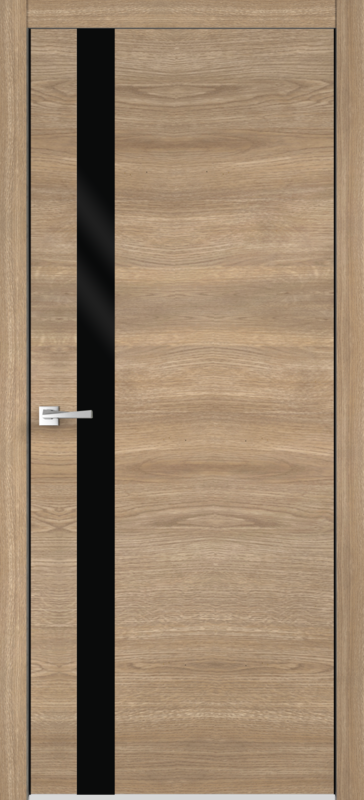 Межкомнатная дверь ЭКОШПОН TECHNO BLACK облегченное Z1 цвет Дуб Европейский горизонт 600х2000