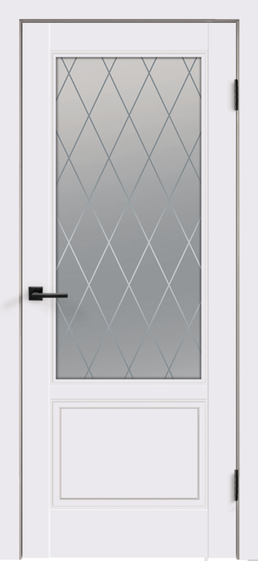 Межкомнатная дверь эмаль SCANDI со стеклом 2V без притвора под заказ Белый 600х2000