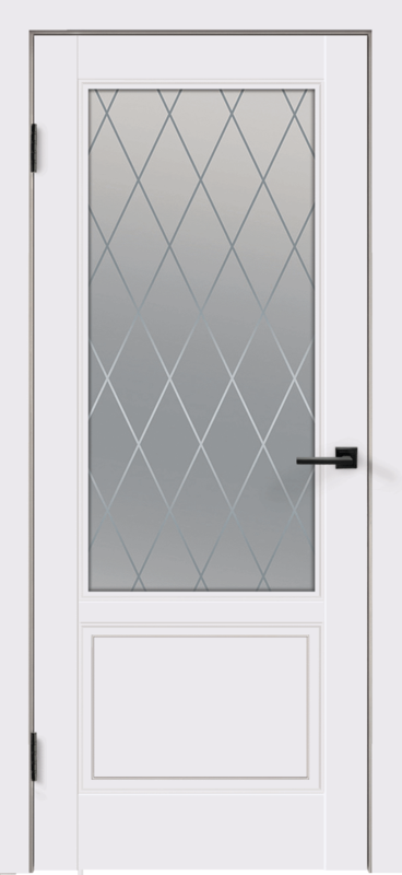 Межкомнатная дверь эмаль SCANDI со стеклом 2V без притвора Белый 600х2000