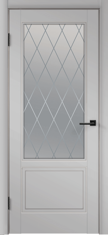 Межкомнатная дверь эмаль SCANDI со стеклом 2V без притвора Светло-серый 600х2000