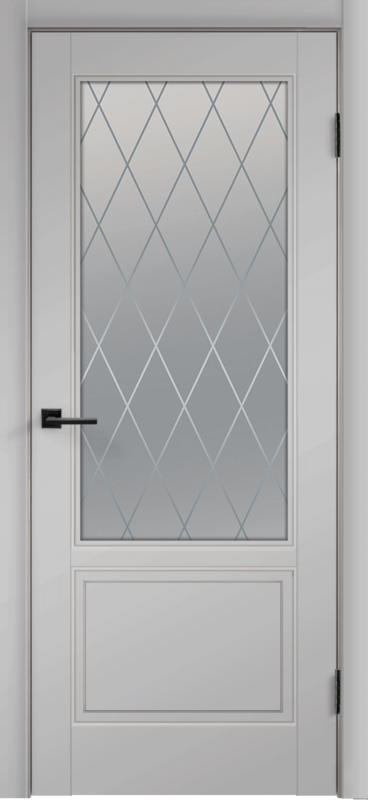 Межкомнатная дверь эмаль SCANDI со стеклом 2V без притвора Светло-серый 600х2000