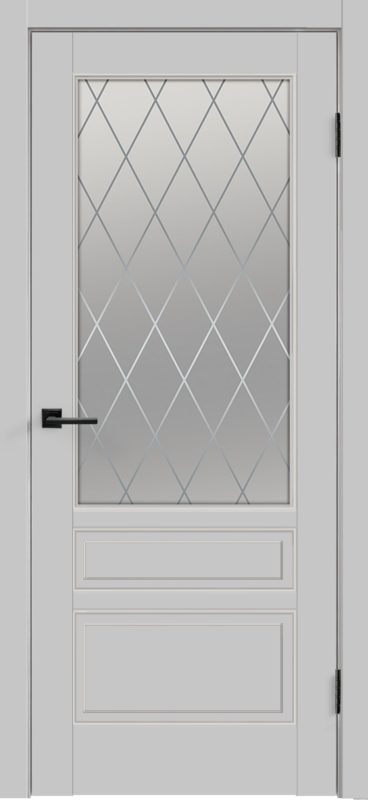 Межкомнатная дверь эмаль SCANDI со стеклом 3V без притвора Светло-серый 600х2000