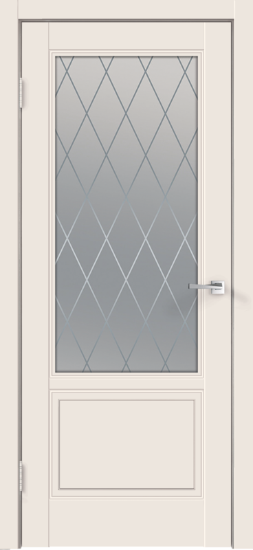 Межкомнатная дверь эмаль SCANDI со стеклом 2V без притвора под заказ Слоновая кость 600х2000