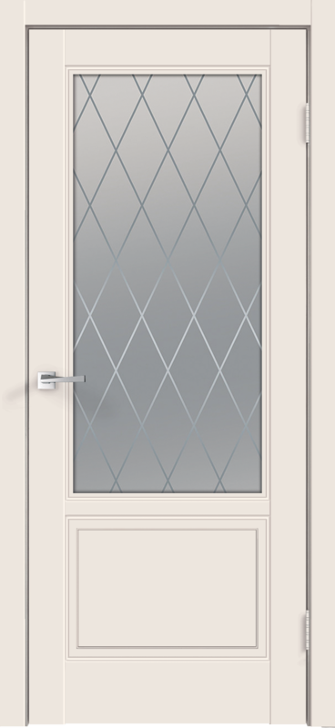 Межкомнатная дверь эмаль SCANDI со стеклом 2V без притвора под заказ Слоновая кость 600х2000