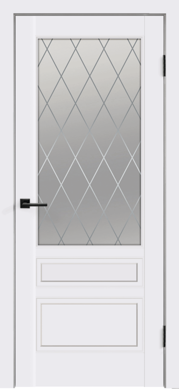 Межкомнатная дверь эмаль SCANDI со стеклом 3V без притвора под заказ Белый 600х2000