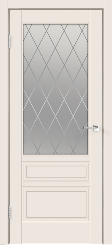 Межкомнатная дверь эмаль SCANDI со стеклом 3V без притвора под заказ Слоновая кость 700х2000