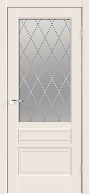 Межкомнатная дверь эмаль SCANDI со стеклом 3V без притвора под заказ Слоновая кость 600х2000