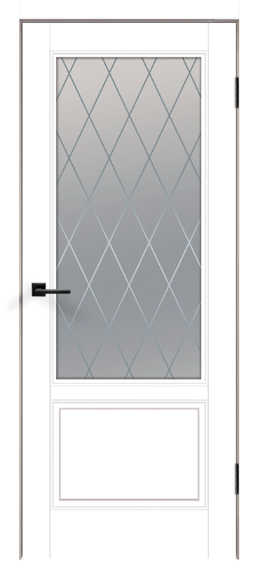 Межкомнатная дверь эмаль SCANDI со стеклом 2V без притвора Белый 600х2000