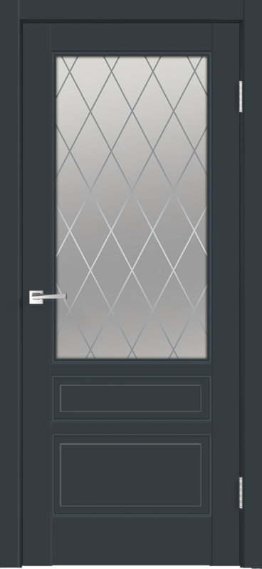 Межкомнатная дверь эмаль SCANDI со стеклом 3V без притвора под заказ цвет Антрацит 600х2000