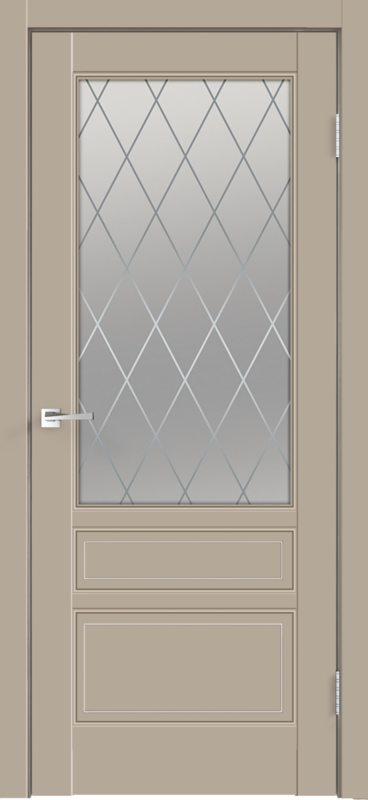 Межкомнатная дверь эмаль SCANDI со стеклом 3V без притвора под заказ цвет Серый лен 600х2000
