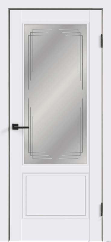 Межкомнатная дверь эмаль АЙОВА со стеклом 2V без притвора Белый 600х2000
