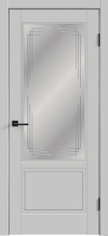 Межкомнатная дверь эмаль АЙОВА со стеклом 2V без притвора Светло-серый 600х2000