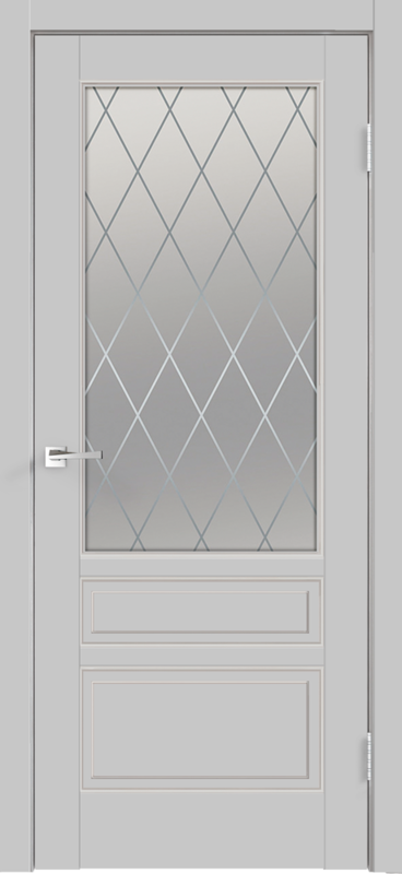 Межкомнатная дверь эмаль SCANDI со стеклом 3V без притвора под заказ Светло-серый 600х2000