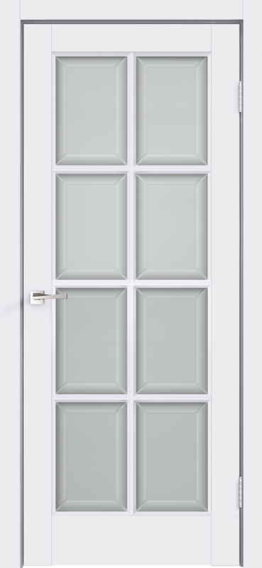 Межкомнатная дверь эмаль SCANDI 4V со стеклом без притвора под заказ Белый 600х2000