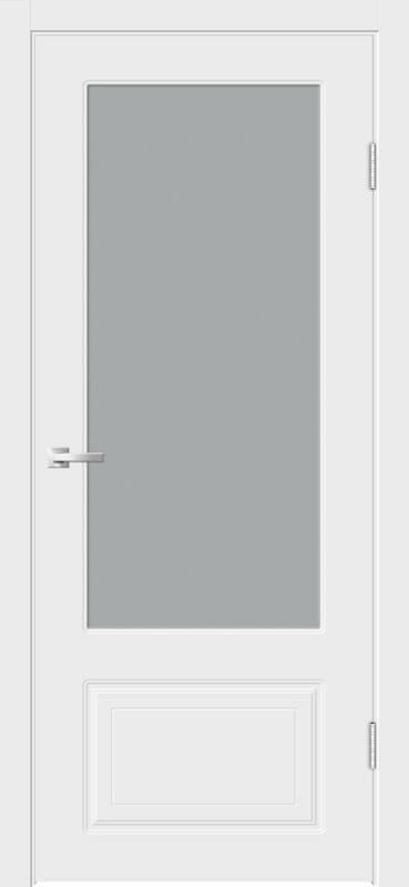 Межкомнатная дверь эмаль FLAT LUX со стеклом 2V без притвора Белый 600х2000