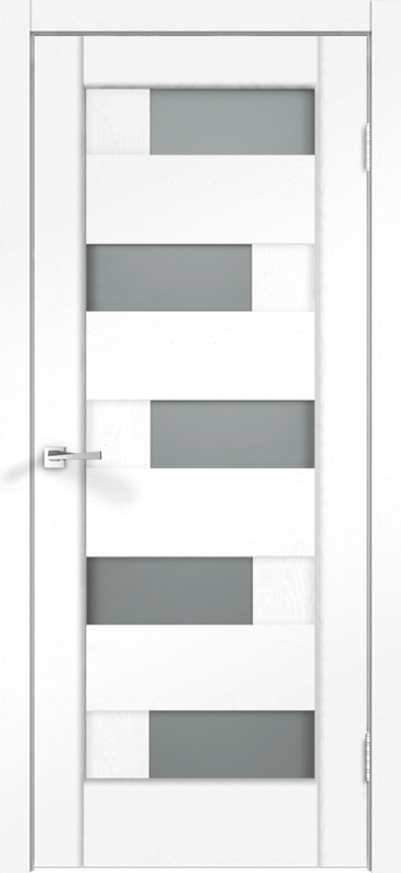 Межкомнатная дверь SoftTouch PREMIER 5 со стеклом без притвора Ясень белый структурный 600х2000