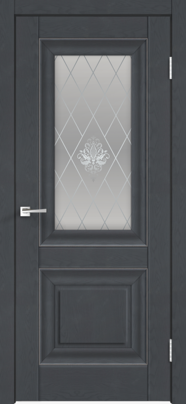 Межкомнатная дверь SoftTouch ALTO 7 со стеклом без притвора Ясень графит структурный 600х2000