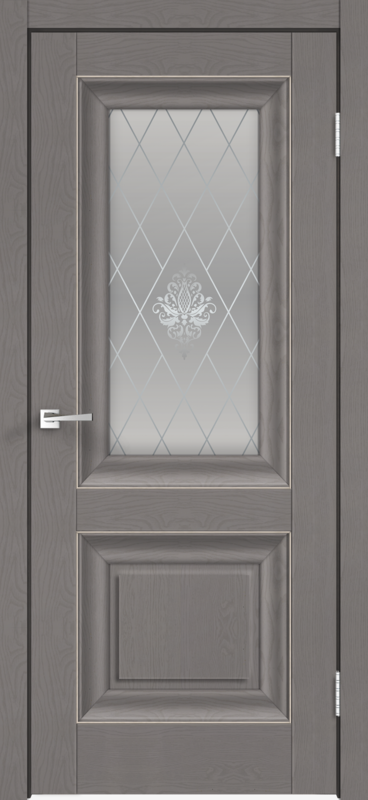 Межкомнатная дверь SoftTouch ALTO 7 со стеклом без притвора Ясень грей структурный 600х2000