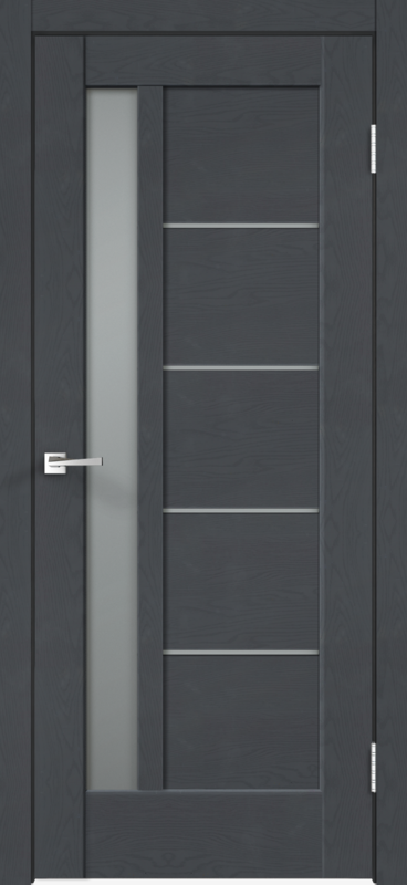 Межкомнатная дверь SoftTouch PREMIER 3 со стеклом без притвора Ясень графит структурный 550х1900