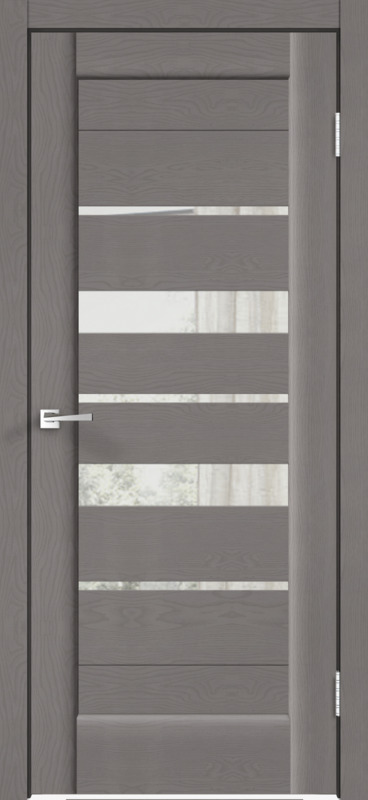 Межкомнатная дверь SoftTouch PREMIER 23 со стеклом без притвора Ясень грей структурный 600х2000