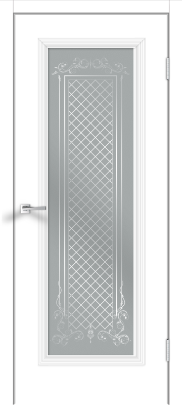 Межкомнатная дверь эмаль LEDO 1 со стеклом 4V без притвора Белый 600х2000