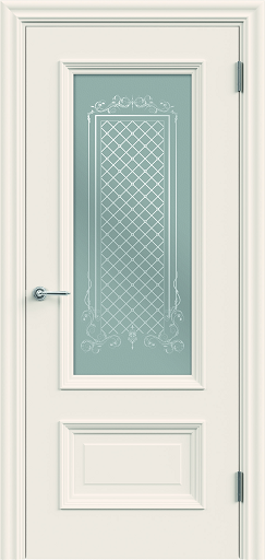 Слоновая кость, 900х2000, R, врезка п/з. 1895Р, без врезки п/петли, стекло Мателюкс Престиж, б/отв. п/фурнитуру